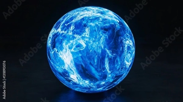 Obraz Blue Ethereal Globe: Glowing Abstract Orb 