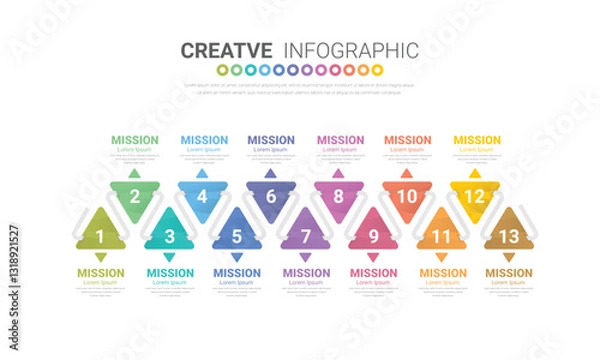 Fototapeta Infographic design template with numbers 13 option for Presentation infographic, Timeline infographics, steps or processes.