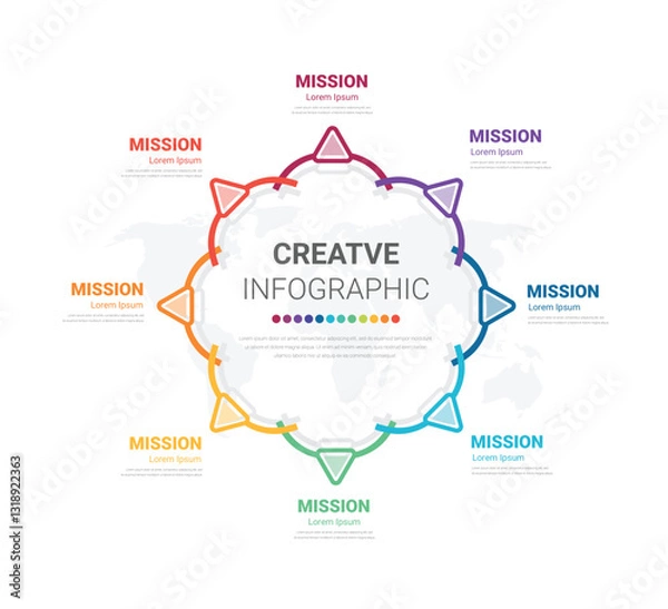 Fototapeta Circle Infographic thin line design and 8 options or steps. Infographics for business concept. Can be used for presentations banner, workflow layout, process diagram, flow chart.