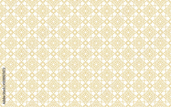 Fototapeta Islamic Pattern Background Seamless, Arabic Floral Gold Line Geometric Seamless Pattern Background