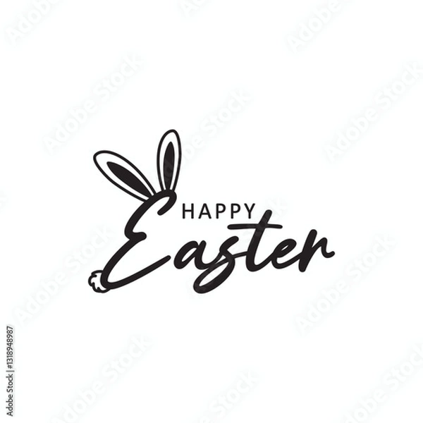 Obraz Cheerful Happy Easter Greeting Card Design Featuring Bunny Ears and Elegant Typography for Spring Festivities and Celebration