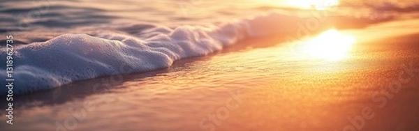 Fototapeta Warm sunset on the beach