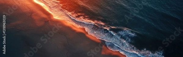 Fototapeta Sunset reflection on ocean waves