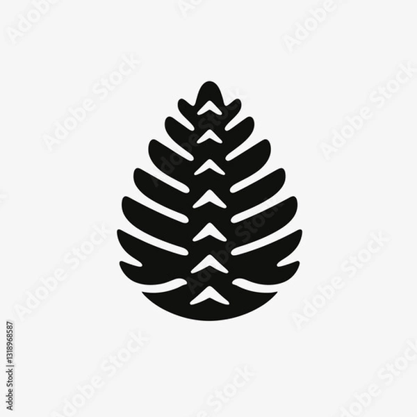 Fototapeta Pinecone silhouette in black on a white background