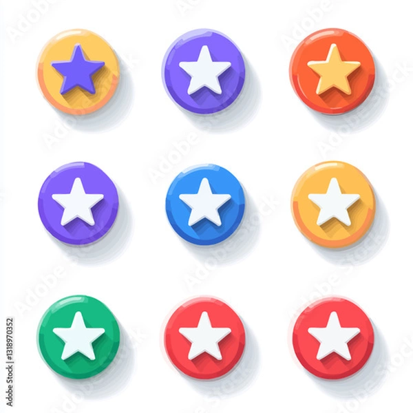 Fototapeta Colorful Star Icon Set - Collection of Ratings, Feedback, and Favorites