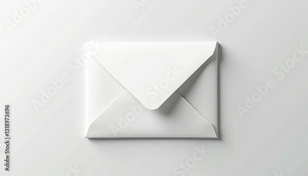 Fototapeta Blank white envelope mockup on minimal background with copy space