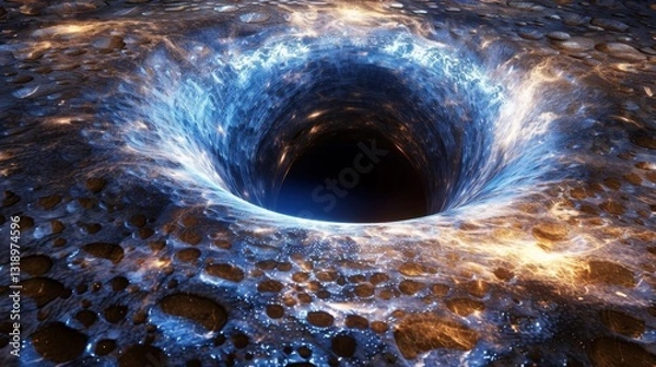 Fototapeta Abstract black hole with a nebula in the background Abstract space with a black hole and swirling light