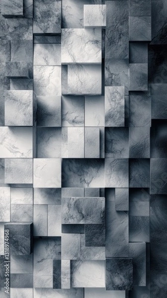 Fototapeta Patrón de bloques abstracto en tonos grises y blancos
