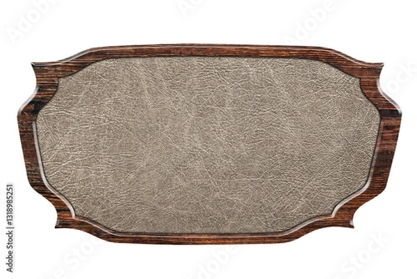 Obraz Vintage leather signboard in wooden frame isolated on white back