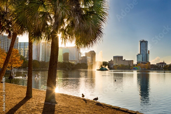 Obraz Orlando, Floryda, USA, panorama centrum miasta z Eola Park