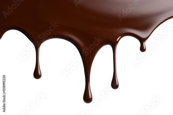 Fototapeta Rich Dark Chocolate Flowing Lusciously, A Decadent Cascade Of Creamy Sweetness Against A Clean Isolated on Transparent Background