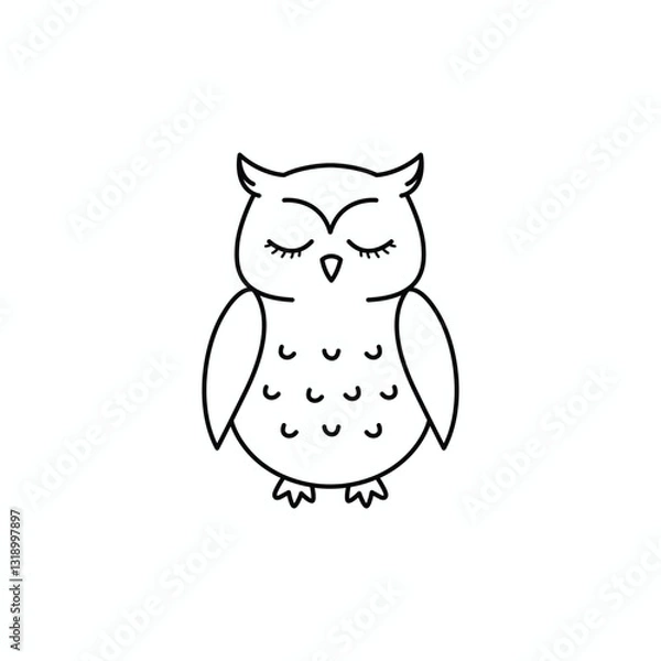 Obraz Charming Line Art Owl Illustration for Children's Products, Art Prints, and Creative Projects