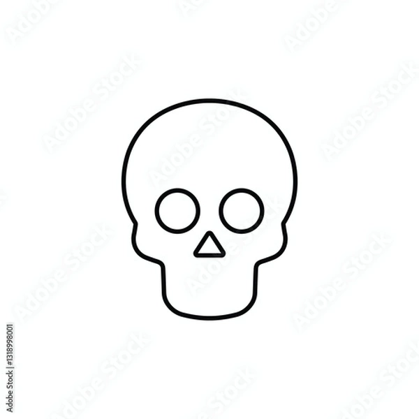 Obraz Minimalist Line Art Skull Icon for Halloween and Gothic Designs, Perfect for T-Shirts, Stickers, and Print Projects