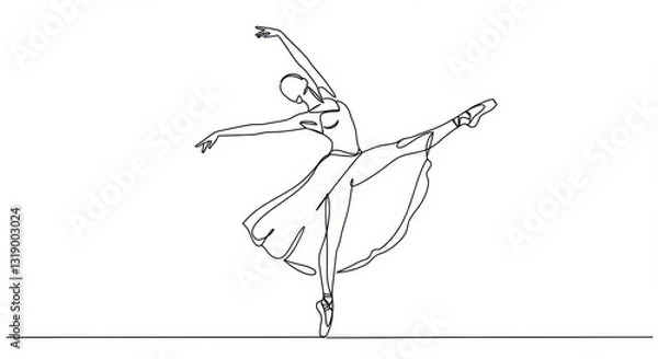 Fototapeta Graceful Ballerina Line Drawing