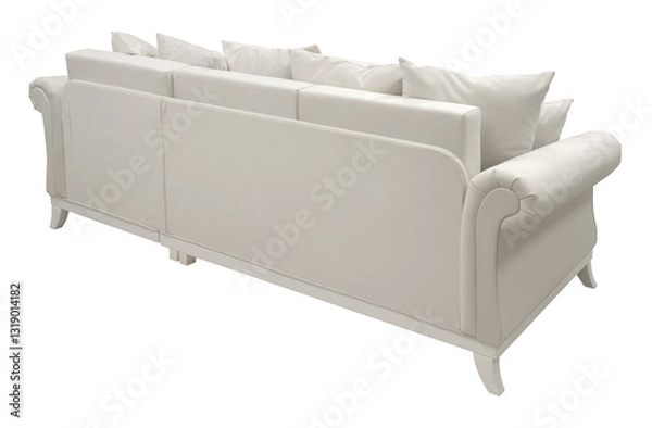 Fototapeta Corner sofa isolated on white background. Back view. Clipping path