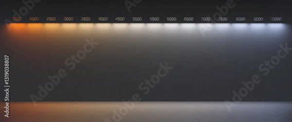 Obraz Line of color temperatures of light sources in Kelvin on a dark background