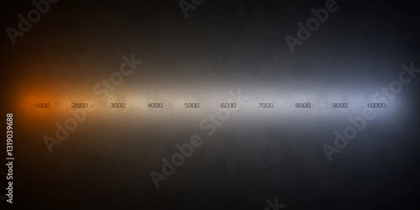 Obraz Line of color temperatures of light sources in Kelvin on a dark background