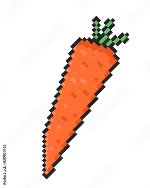 Fototapeta Carrot in pixel style on a white background. Vector illustration