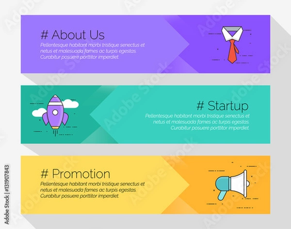 Fototapeta Flat minimal web header banner template in vector