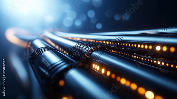 Fototapeta A modern fiber optic cable production line, placed against a crisp white background, ensuring high-speed internet infrastructure.