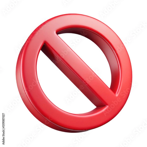 Fototapeta A bold red prohibition symbol emphasizing restriction or disallowance. illustration of 3d rendering.