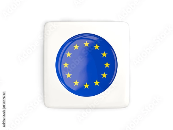 Fototapeta Square button with round flag of european union