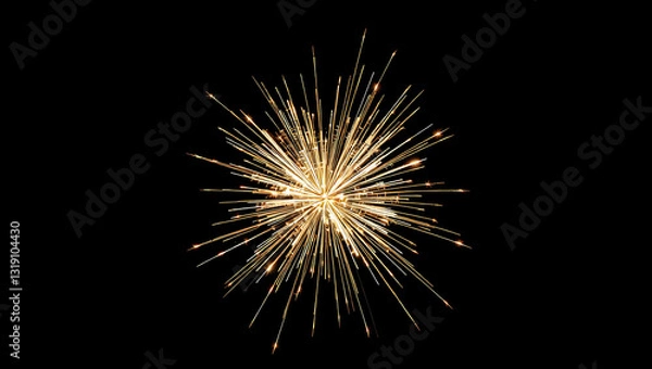 Fototapeta A Stunning Golden Fireworks Explosion Against a Dark Night Sky – High-Quality Festive Display
