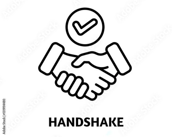Fototapeta handshake editable stroke outline icon isolated on white background flat vector illustration, black outline, Pixel perfect