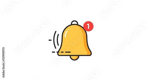 Fototapeta Flat-design bell icon representing notifications on a white background