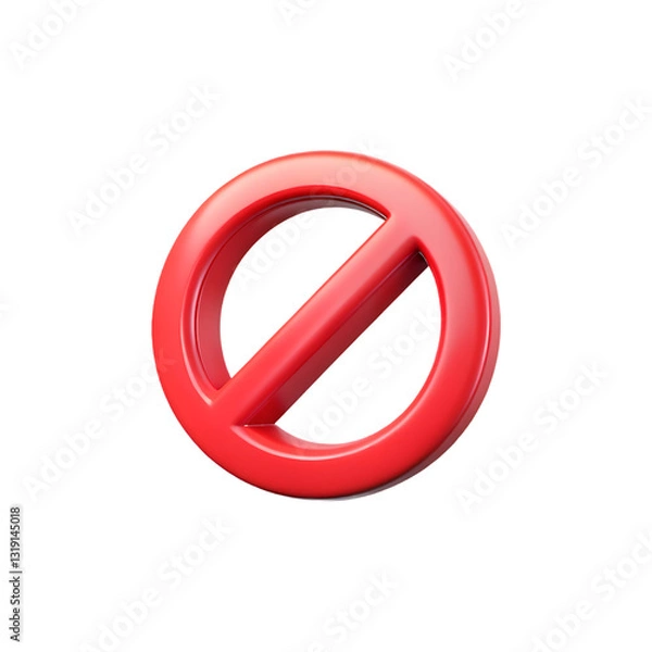 Obraz 3D Render of Forbidden Sign with Red Circle and Warning Symbol