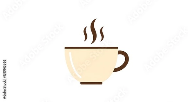 Fototapeta Flat-design coffee cup icon symbolizing relaxation on a white background