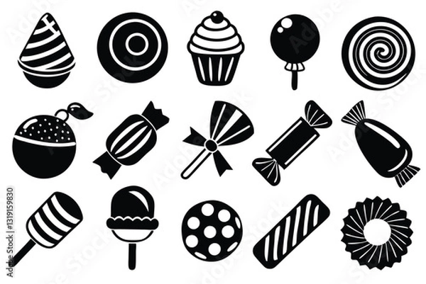 Fototapeta Sweet candy icon set. Simple set of sweet candy vector icons for web design on white background