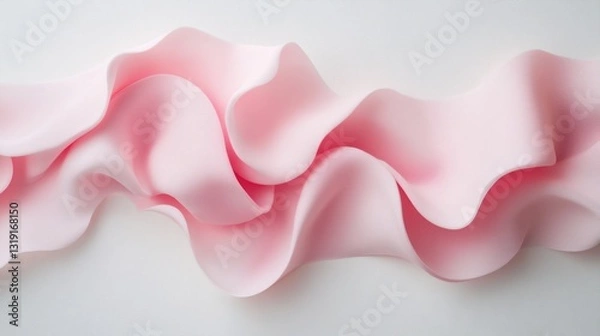 Fototapeta Abstract pink fondant ribbon, smooth texture, delicate curves, artistic food styling, food photography, background