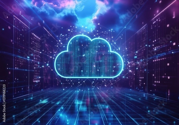 Obraz A cloud migration project, with IT professionals moving data to cloud platforms, emphasizing the role of cloud computing and SaaS in modernizing IT infrastructure