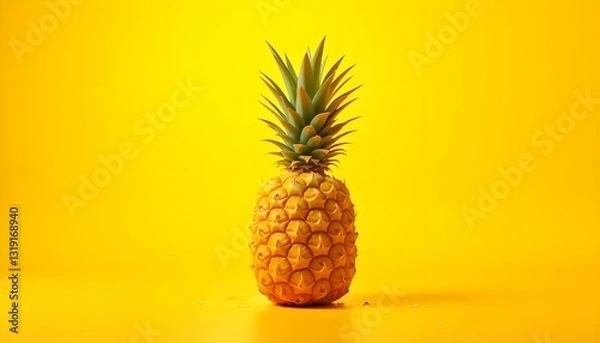 Fototapeta pineapple on a yellow background