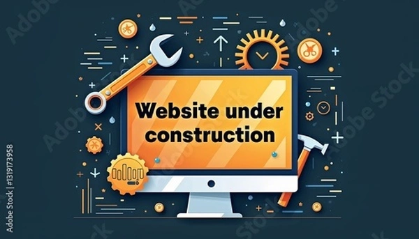 Obraz Website under construction with tools and gears illustration
