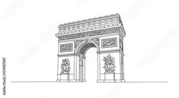 Fototapeta Simplified Line Drawing of the Arc de Triomphe