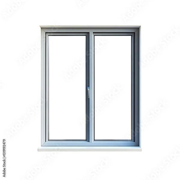 Obraz Grey Double Pane Window Frame on Transparent PNG Background