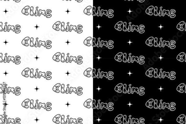 Fototapeta climb typography with wall grips doodle seamless pattern on black white background set. wall climbing holds engraving pattern background. retro climbing grips background for climbing sport merchandise