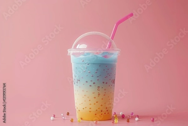 Fototapeta Flawless Visual of Bubble Tea Beverage Container Mockup Design