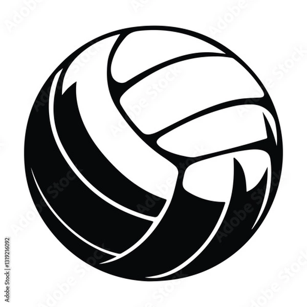 Obraz Classic Volleyball Icon  Minimalist Black and White Graphic Depicting the Iconic Sport Ball with Clean Lines
