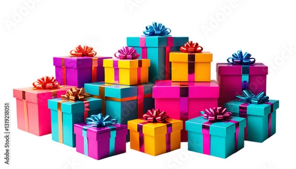 Fototapeta Colorful neon gift boxes PNG Image