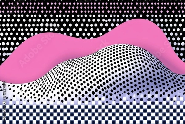 Fototapeta Abstract Pink and Black Geometric Wave Pattern Background