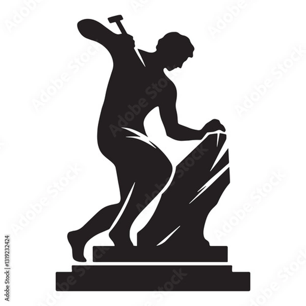 Fototapeta Inspired Sculptor silhouette, breathing life into stone and clay - Sculptor illustration - Minimalist Sculptor vector - Profession silhouette
