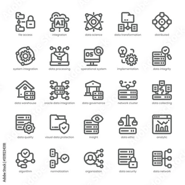 Fototapeta Data Integration Icon pack for your website, mobile, presentation, and logo design. Data Integration Icon outline design. Vector graphics illustration and editable stroke.