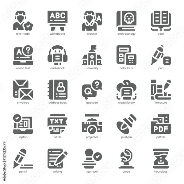 Fototapeta Student Resources Icon pack for your website, mobile, presentation, and logo design. Student Resources Icon solid design. Vector graphics illustration and editable stroke.
