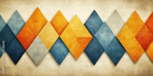 Fototapeta Abstract Geometric Pattern with Textured Diamonds