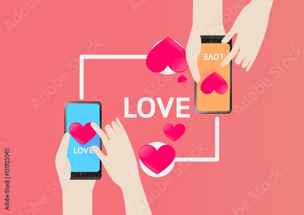Obraz Smartphone send Heart for love in Valentine Day