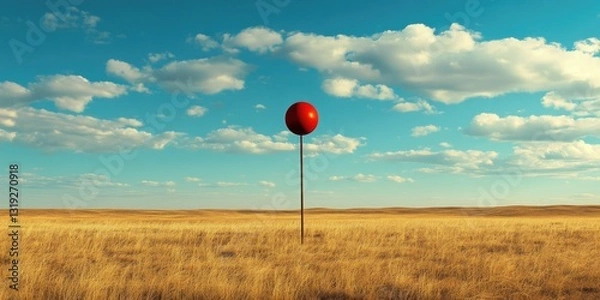 Fototapeta Red balloon on field pole