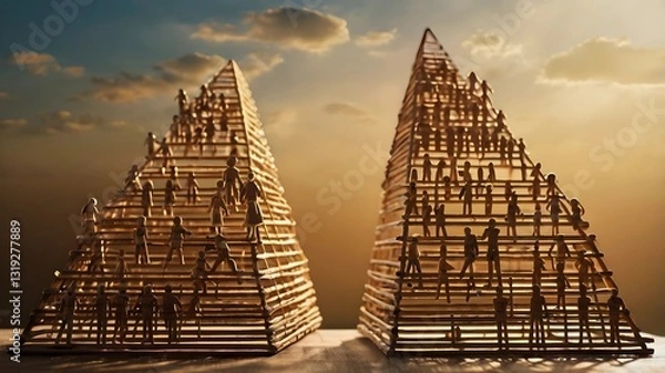 Fototapeta Miniature Pyramid Structure with Figures